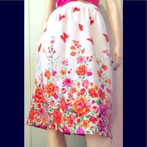 Vintage Butterfly Floral Border Print Boho Skirt